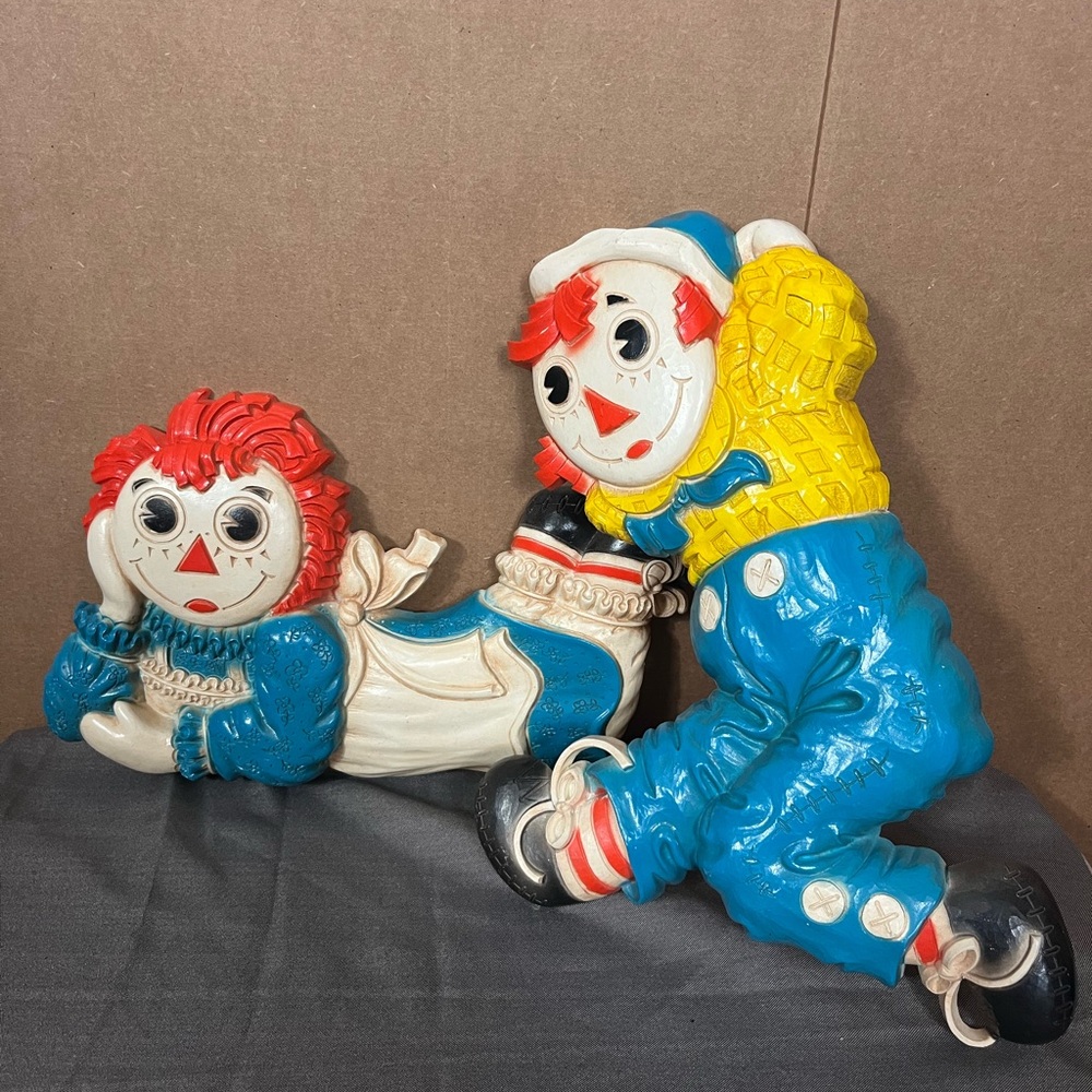 Vintage 1977 Raggedy Ann & Andy Plastic Wall Decor